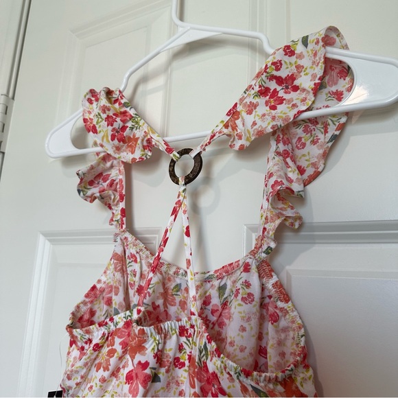 No Boundaries 2 Piece Skirt Set- White Pink Orange Floral Medium - Picture 6 of 13